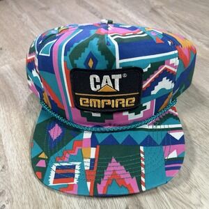 VTG Cat Caterpillar Snapback Hat San Sun Aztec Rope Cap